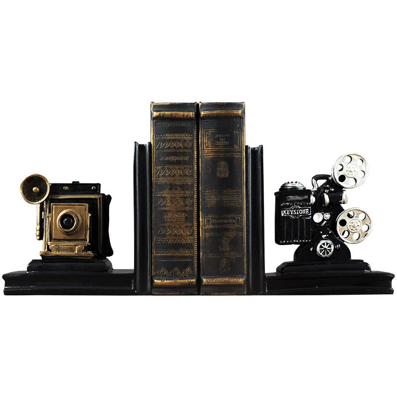 Vintage Camera and Film Projector Bookends