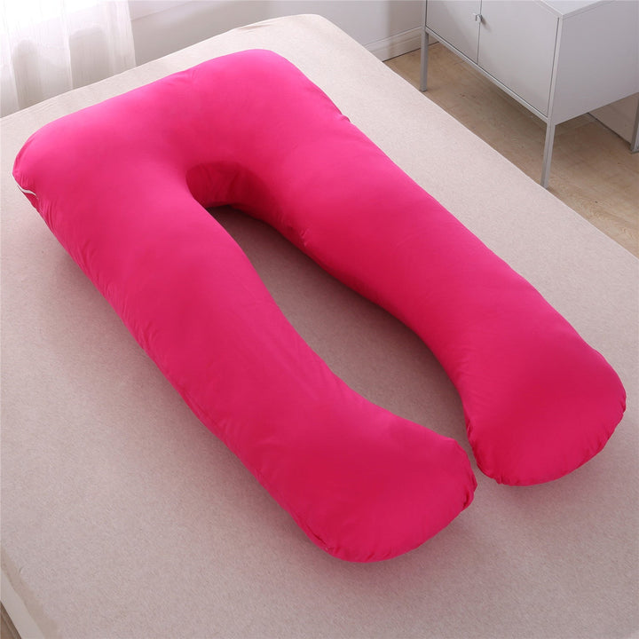full-body U-shaped pregnancy support pillow with ergonomic lumbar and hip contour and removable breathable cover Kalsten