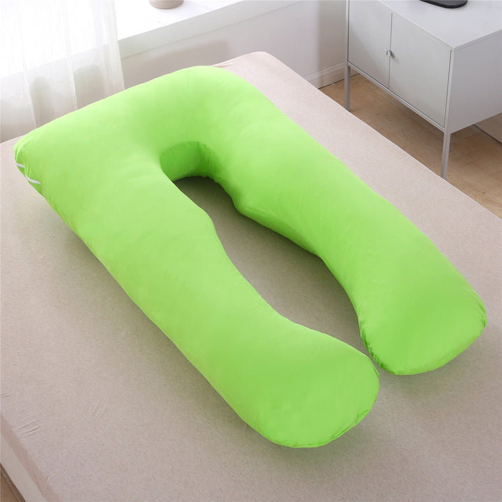 full-body U-shaped pregnancy support pillow with ergonomic lumbar and hip contour and removable breathable cover Kalsten
