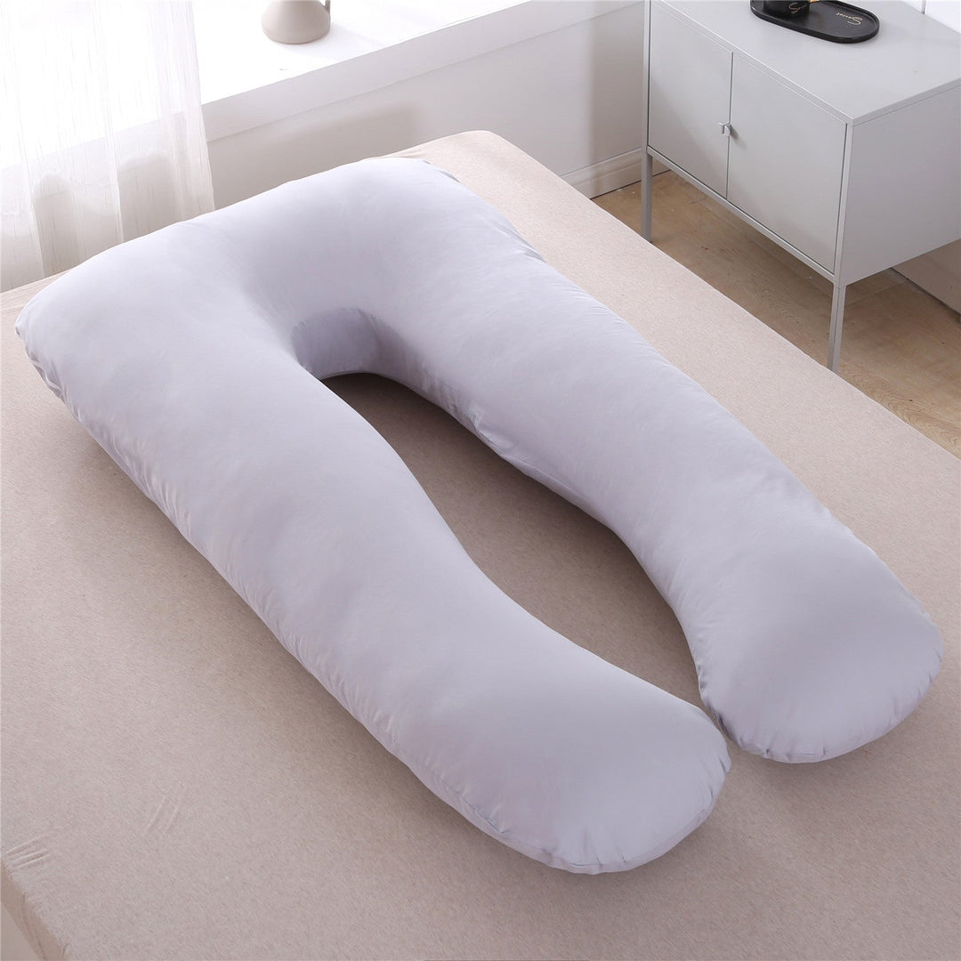 full-body U-shaped pregnancy support pillow with ergonomic lumbar and hip contour and removable breathable cover Kalsten