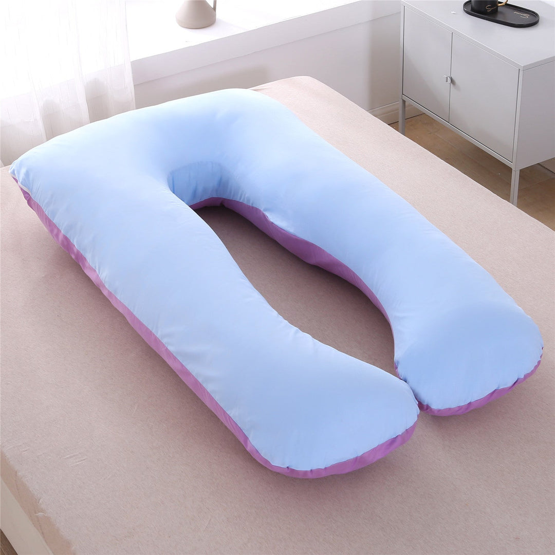 full-body U-shaped pregnancy support pillow with ergonomic lumbar and hip contour and removable breathable cover Kalsten