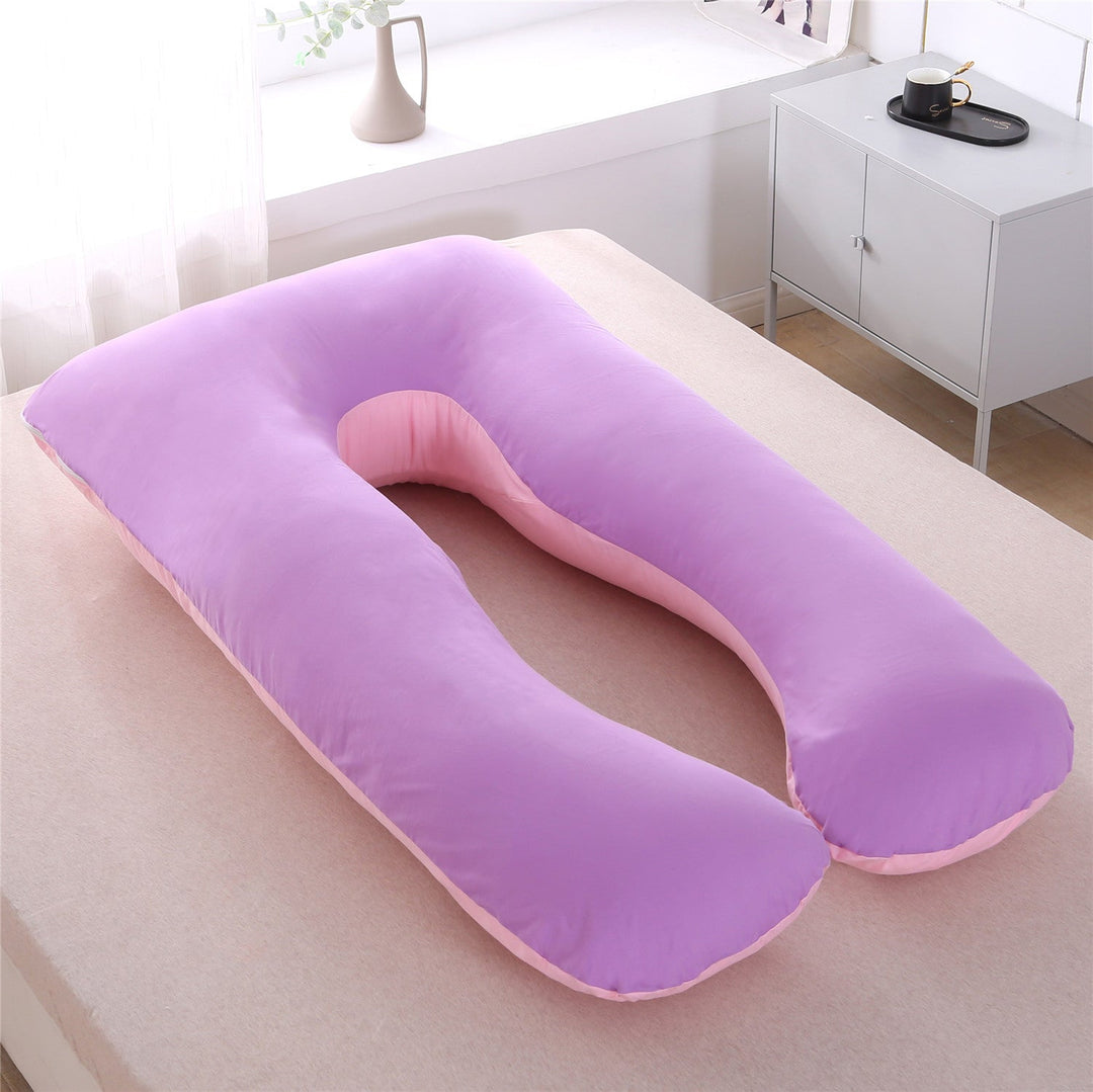 full-body U-shaped pregnancy support pillow with ergonomic lumbar and hip contour and removable breathable cover Kalsten