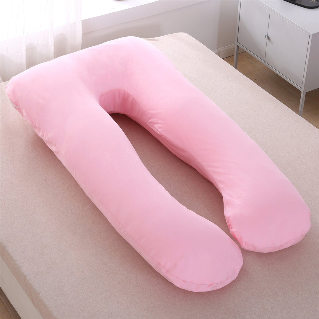 full-body U-shaped pregnancy support pillow with ergonomic lumbar and hip contour and removable breathable cover Kalsten