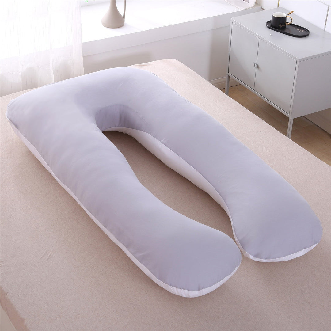 full-body U-shaped pregnancy support pillow with ergonomic lumbar and hip contour and removable breathable cover Kalsten