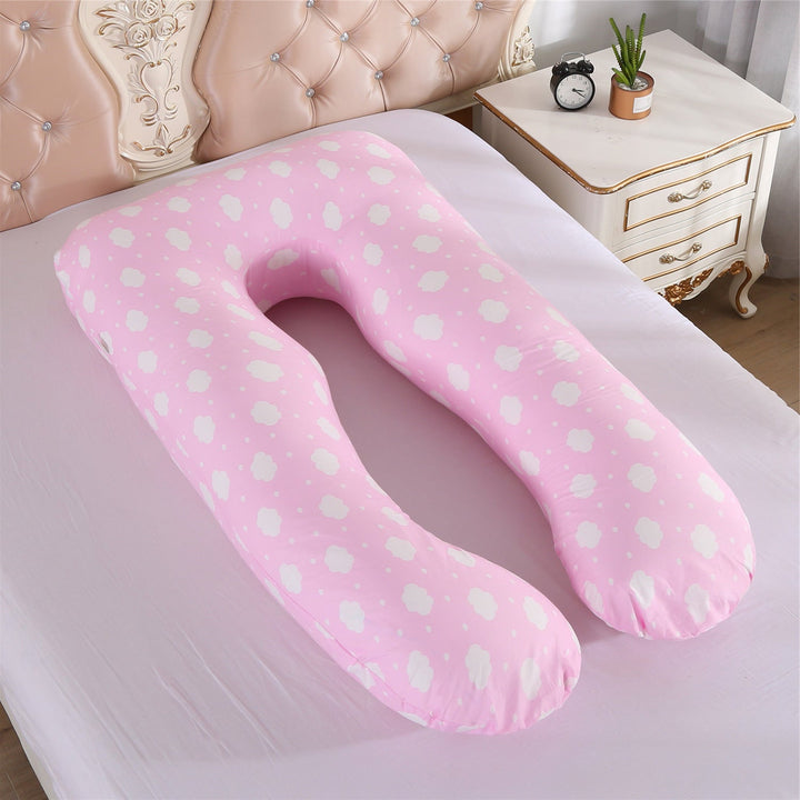 full-body U-shaped pregnancy support pillow with ergonomic lumbar and hip contour and removable breathable cover Kalsten