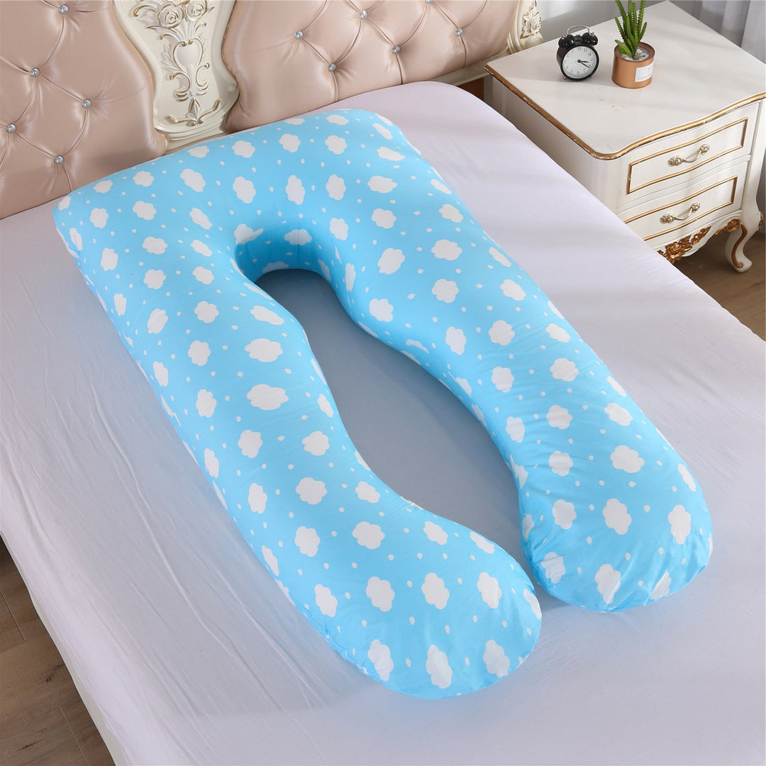 full-body U-shaped pregnancy support pillow with ergonomic lumbar and hip contour and removable breathable cover Kalsten