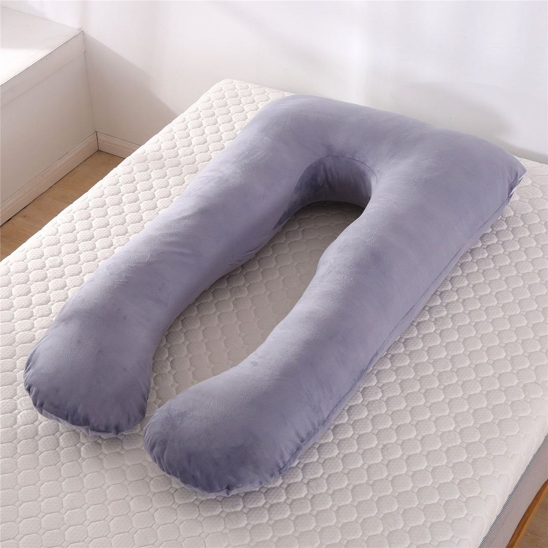 full-body U-shaped pregnancy support pillow with ergonomic lumbar and hip contour and removable breathable cover Kalsten