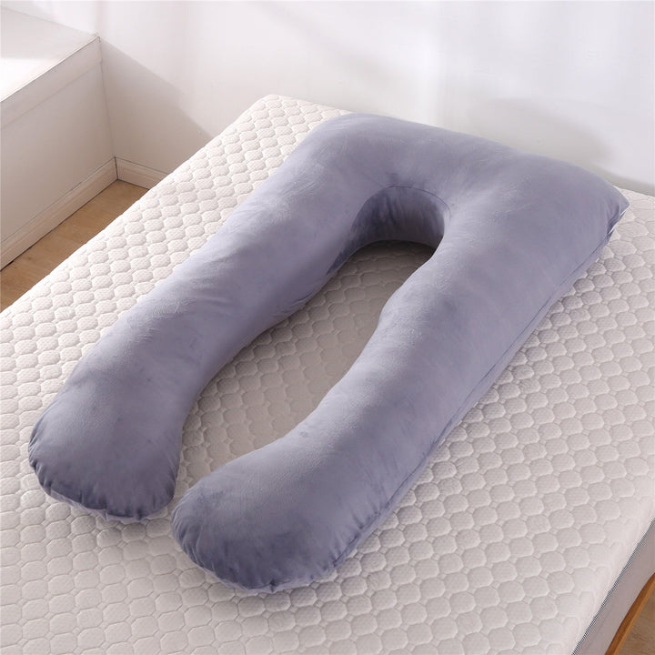 full-body U-shaped pregnancy support pillow with ergonomic lumbar and hip contour and removable breathable cover Kalsten