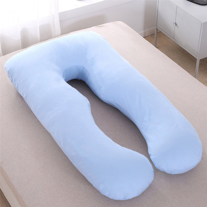 full-body U-shaped pregnancy support pillow with ergonomic lumbar and hip contour and removable breathable cover Kalsten
