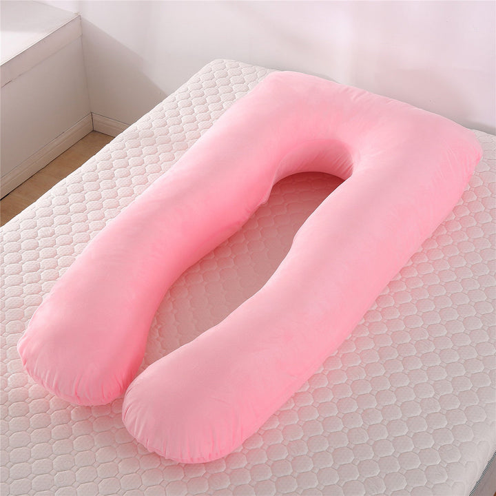 full-body U-shaped pregnancy support pillow with ergonomic lumbar and hip contour and removable breathable cover Kalsten