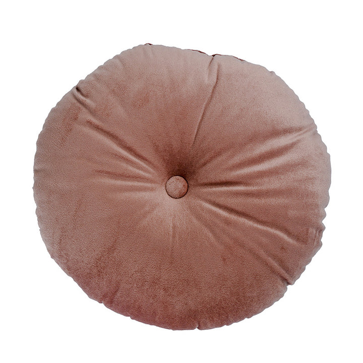 Round decorative velvet seat cushion with button center detail and extra soft plush cover Kalsten