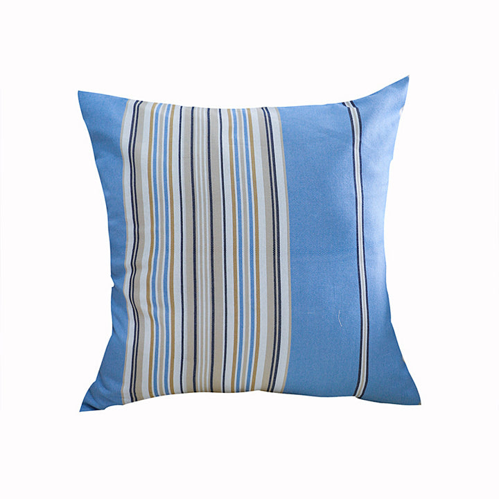 Square living room cushion cover in striped linen-cotton blend with fine texture and concealed zipper Kalsten