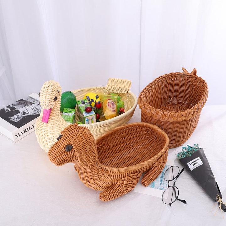 Decorative Woven Dog-Shaped Storage Basket Kalsten