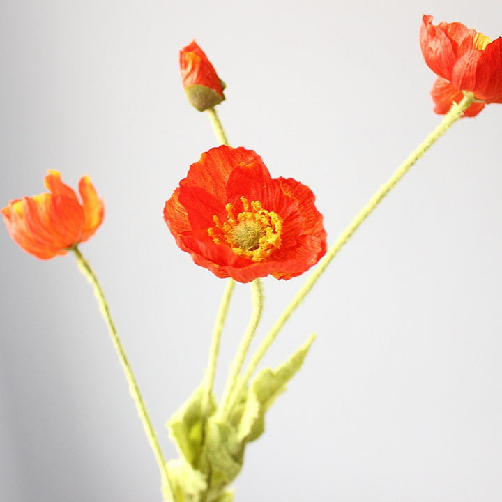 Lifelike Silk Poppy Flower Stem