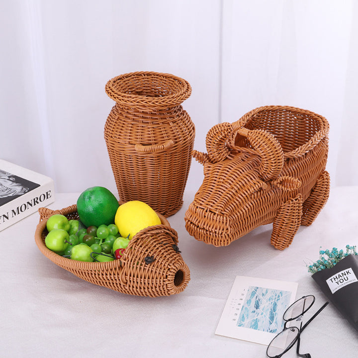 Decorative Woven Dog-Shaped Storage Basket Kalsten
