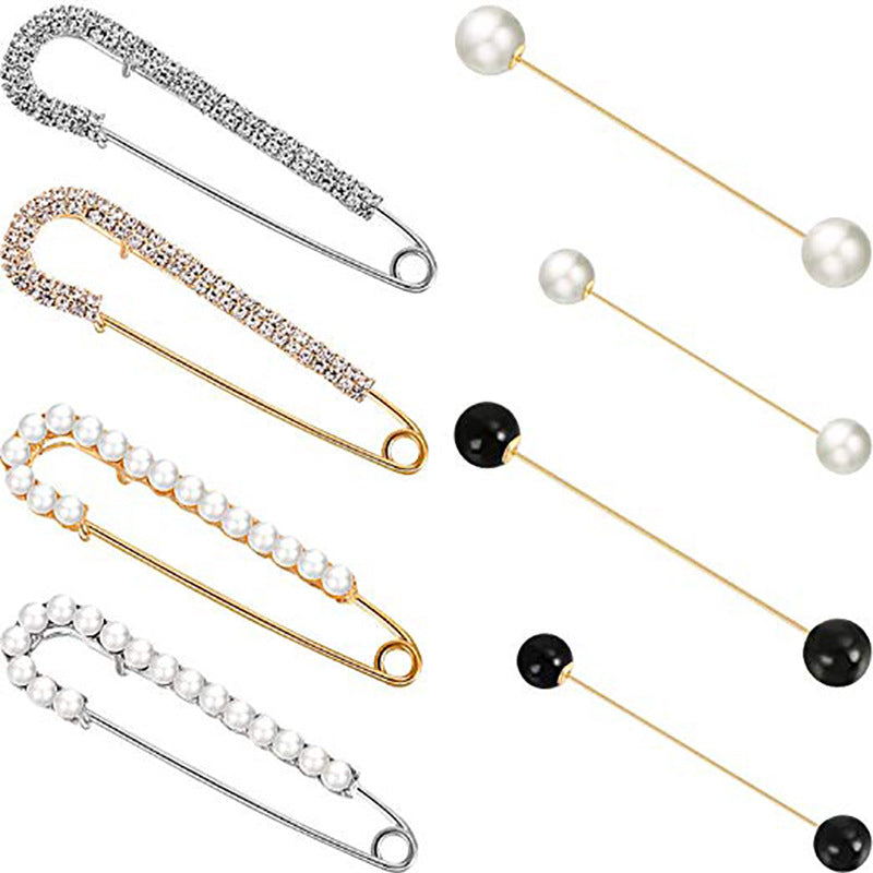 Decorative Pearl and Rhinestone Safety Pin Set Kalsten