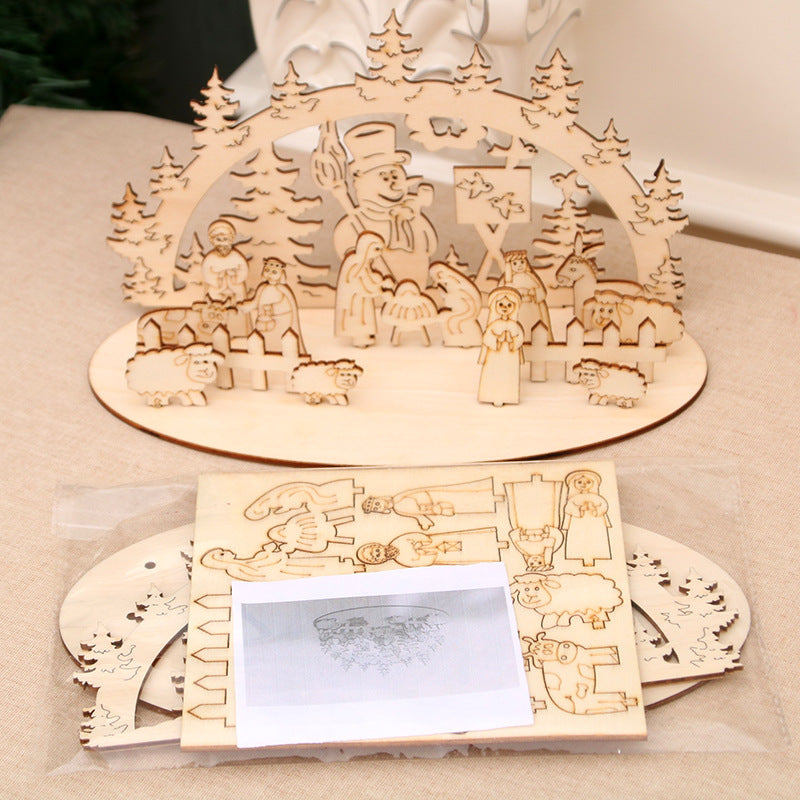 Decorative Wooden Christmas Scene Ornaments Kalsten