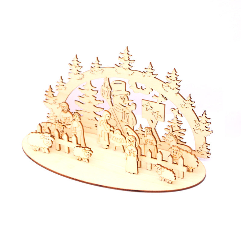 Decorative Wooden Christmas Scene Ornaments Kalsten