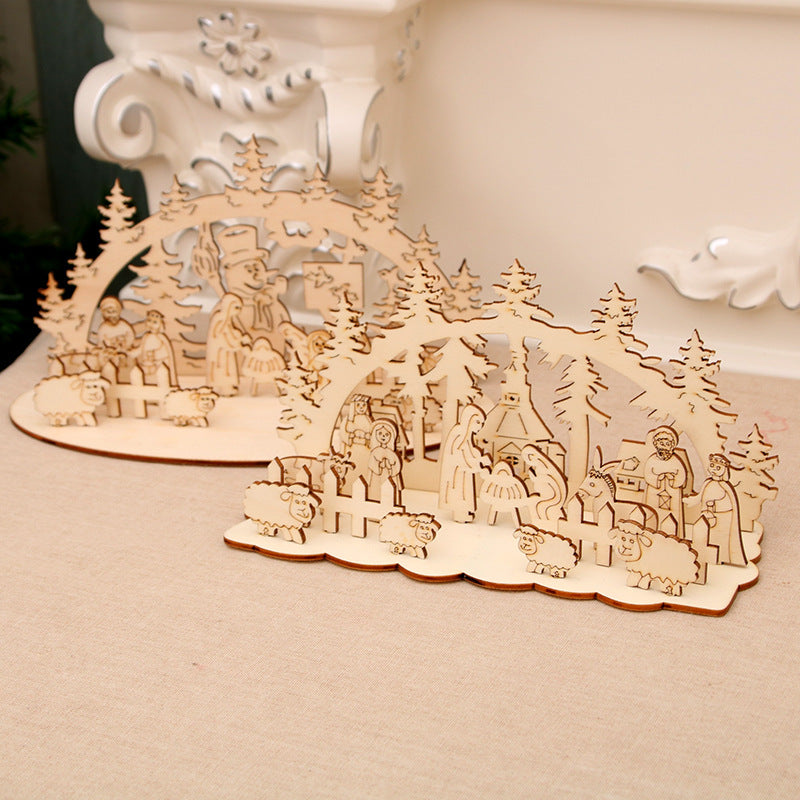 Decorative Wooden Christmas Scene Ornaments Kalsten