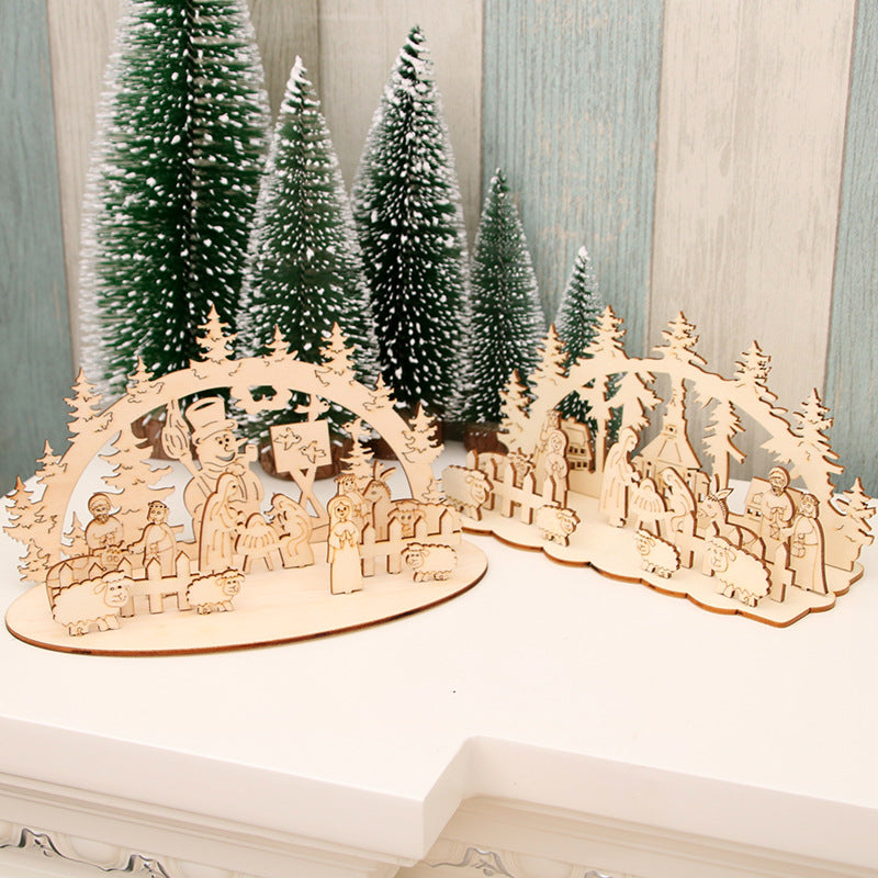 Decorative Wooden Christmas Scene Ornaments Kalsten