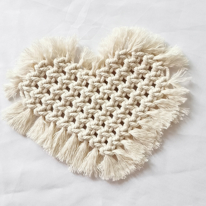 Decorative Macramé Heart-Shaped Trivet Kalsten