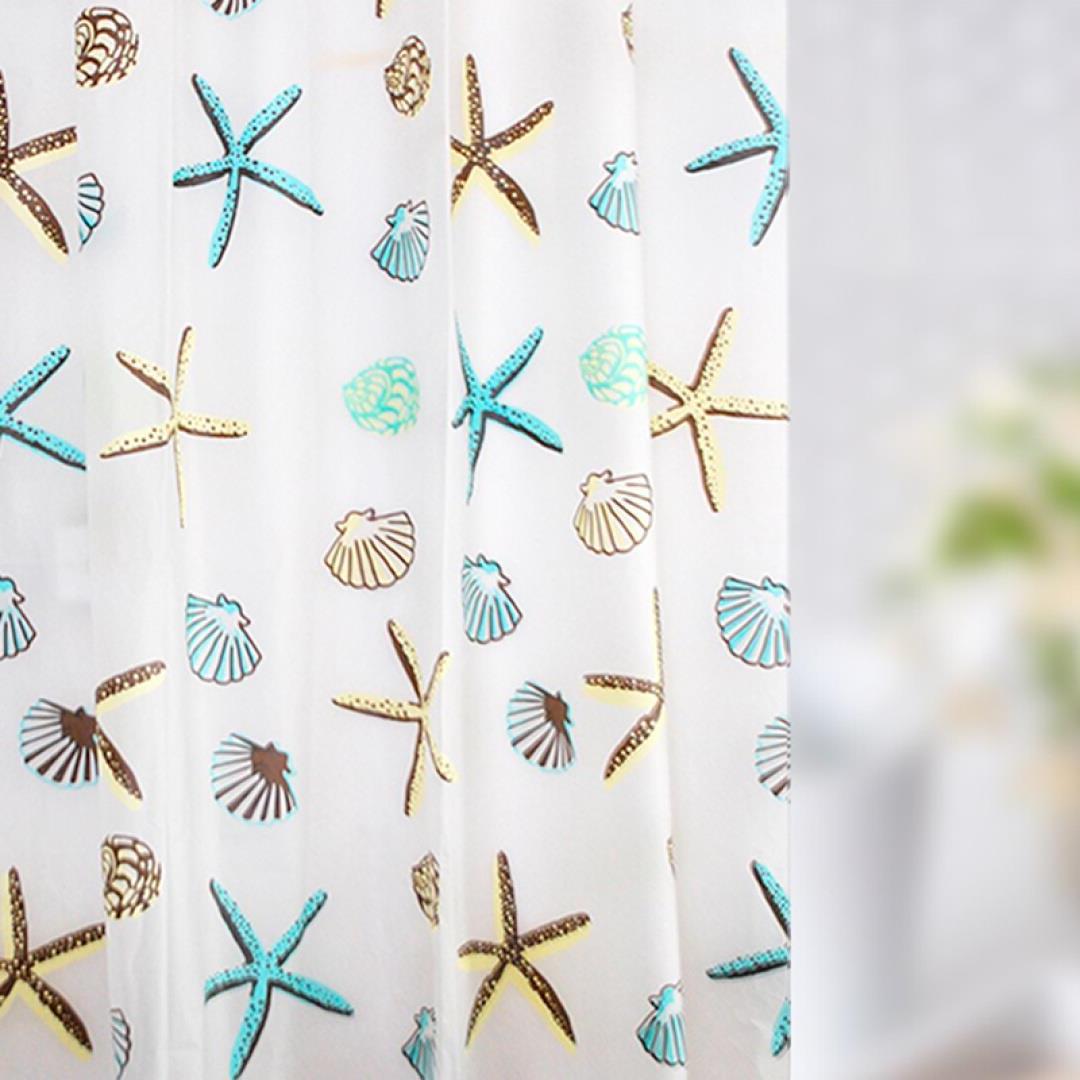 Coastal Sea Life Print Shower Curtain Kalsten