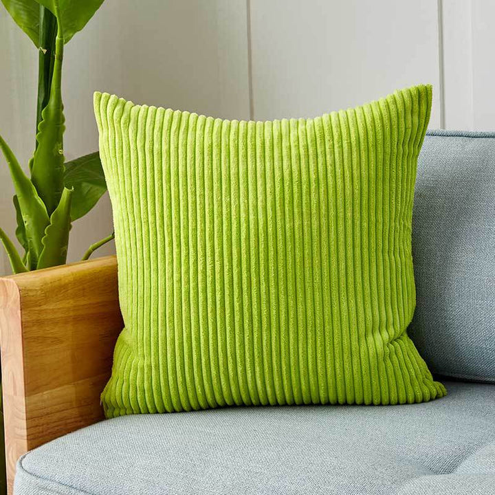 Square corduroy look decorative cushion cover with distinctive longitudinal ribbing, soft velvet finish and concealed zipper Kalsten