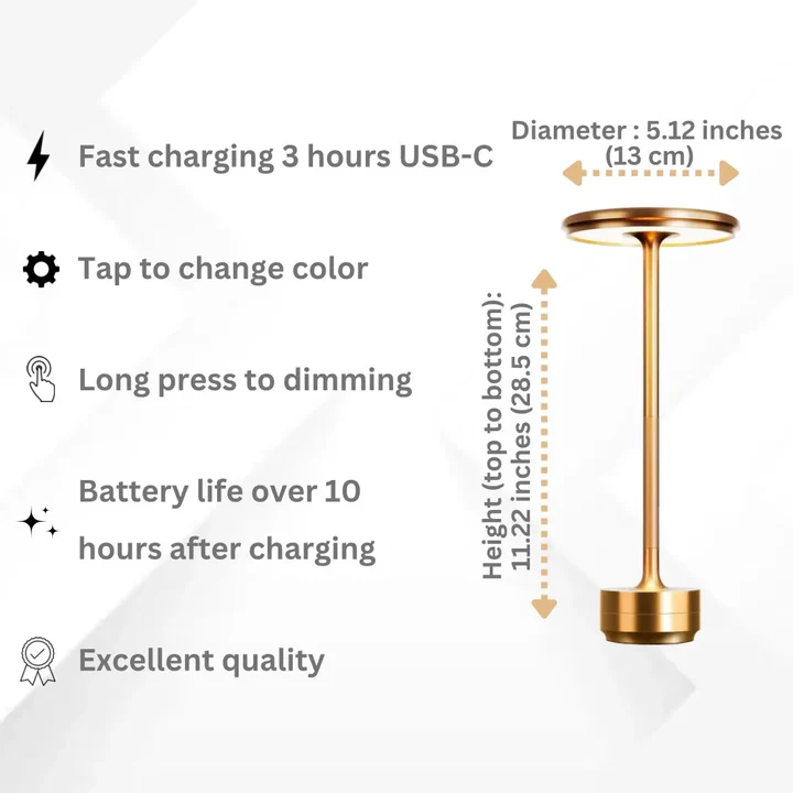 Wireless Table Lamp - Dimmable & Rechargeable Waterproof Desk Light | Kalsten