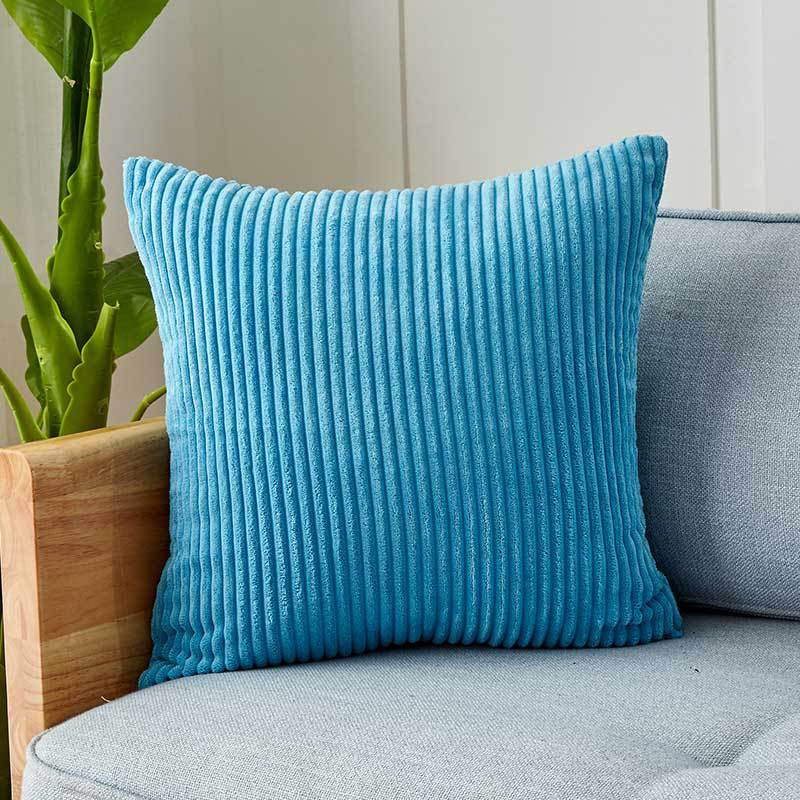 Square corduroy look decorative cushion cover with distinctive longitudinal ribbing, soft velvet finish and concealed zipper Kalsten