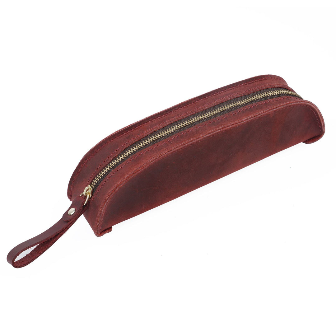 Premium Leather Double Zippered Pencil Case