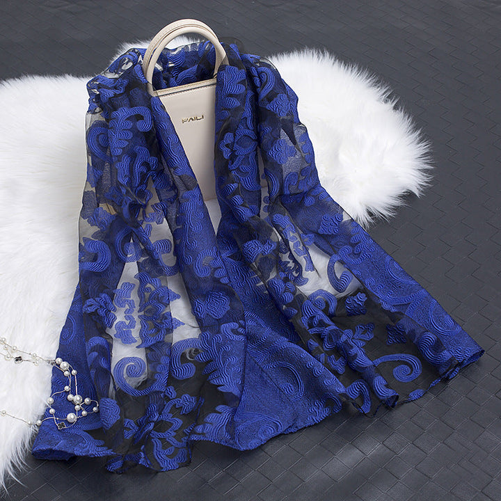 Kalsten | Silk scarf with cut flowers hollow motif