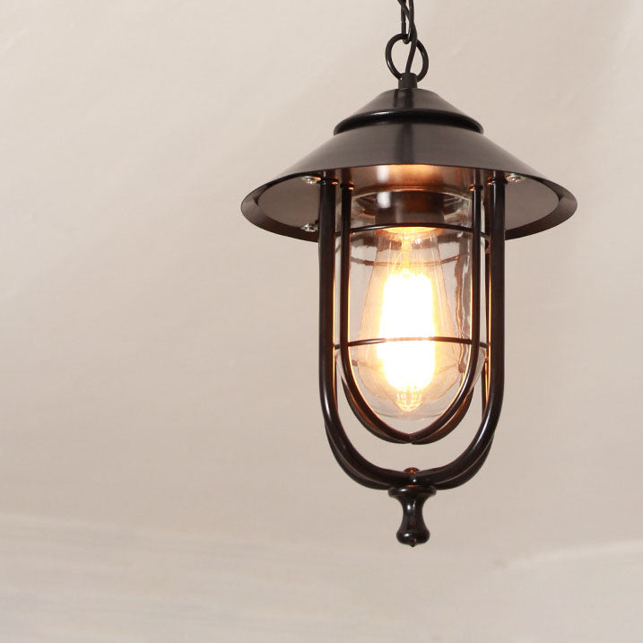 Industrial Vintage Aluminum Cage Glass 1-Light Outdoor Waterproof Pendant Light | Kalsten