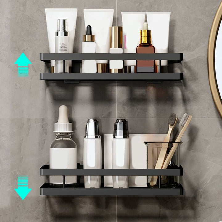Kalsten | 2-piece bathroom shelf made of matte black metal bathroom hardware set