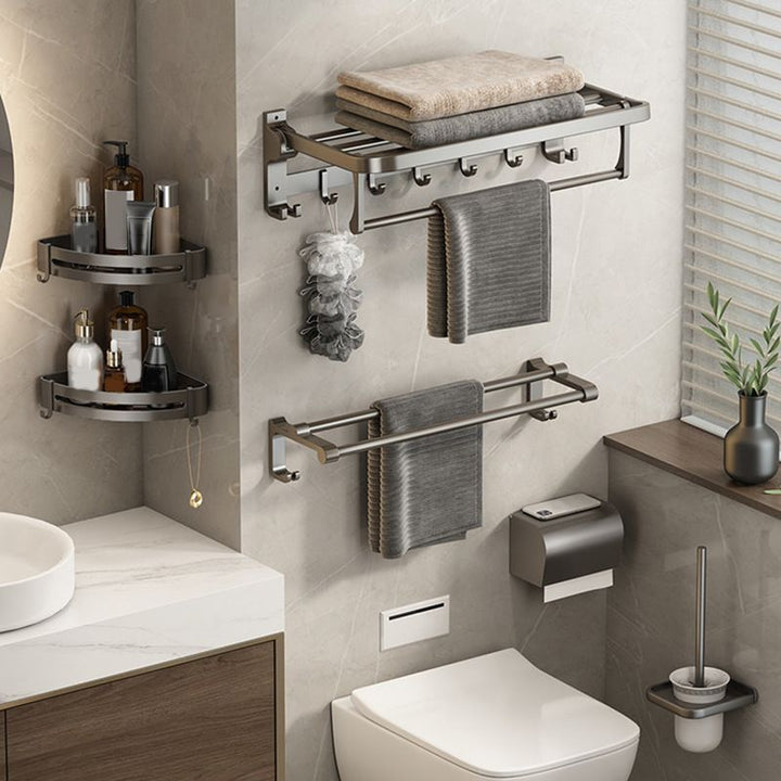 Kalsten | Contemporary Bathroom Accessory Set Grey Aluminum Bathroom Accessory Kit