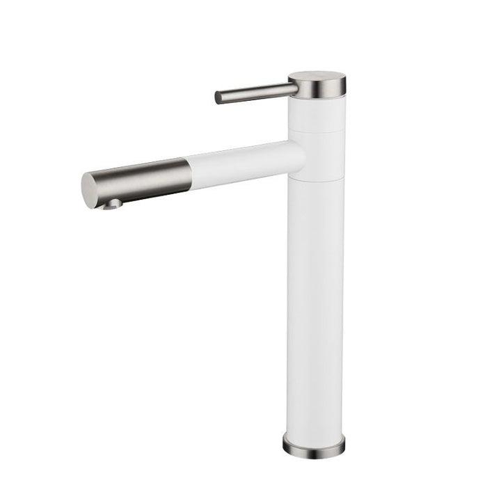 Kalsten | Modern Vessel Sink Faucet Stainless Steel Single Handle Low Arc Pull Down Vessel Faucet