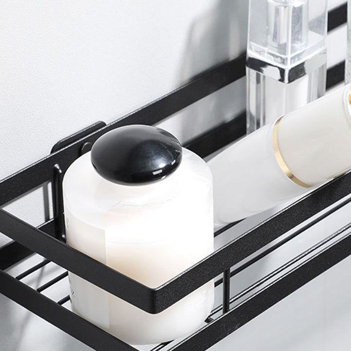 Kalsten | 2-piece bathroom shelf made of matte black metal bathroom hardware set