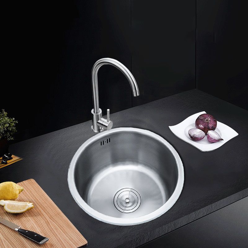 Kalsten | Round Stainless Steel Sink Built-in Sink with Basket Strainer