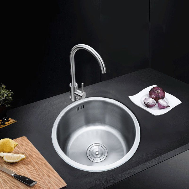 Kalsten | Round Stainless Steel Sink Built-in Sink with Basket Strainer