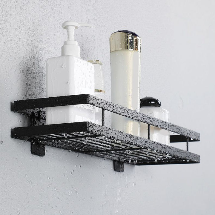 Kalsten | 2-piece bathroom shelf made of matte black metal bathroom hardware set