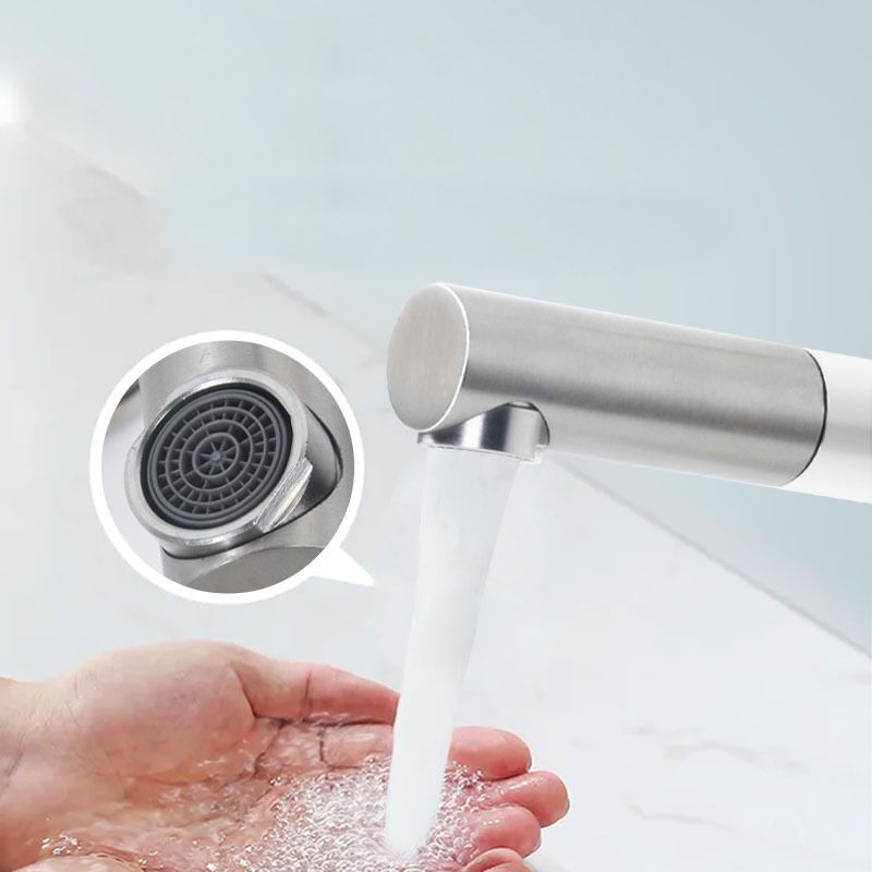 Kalsten | Modern Vessel Sink Faucet Stainless Steel Single Handle Low Arc Pull Down Vessel Faucet