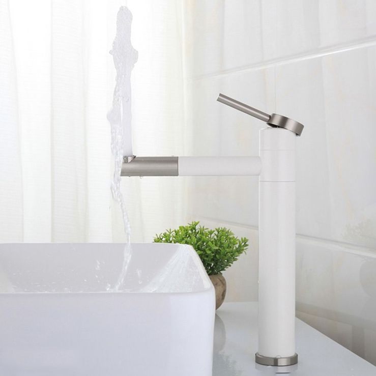 Kalsten | Modern Vessel Sink Faucet Stainless Steel Single Handle Low Arc Pull Down Vessel Faucet