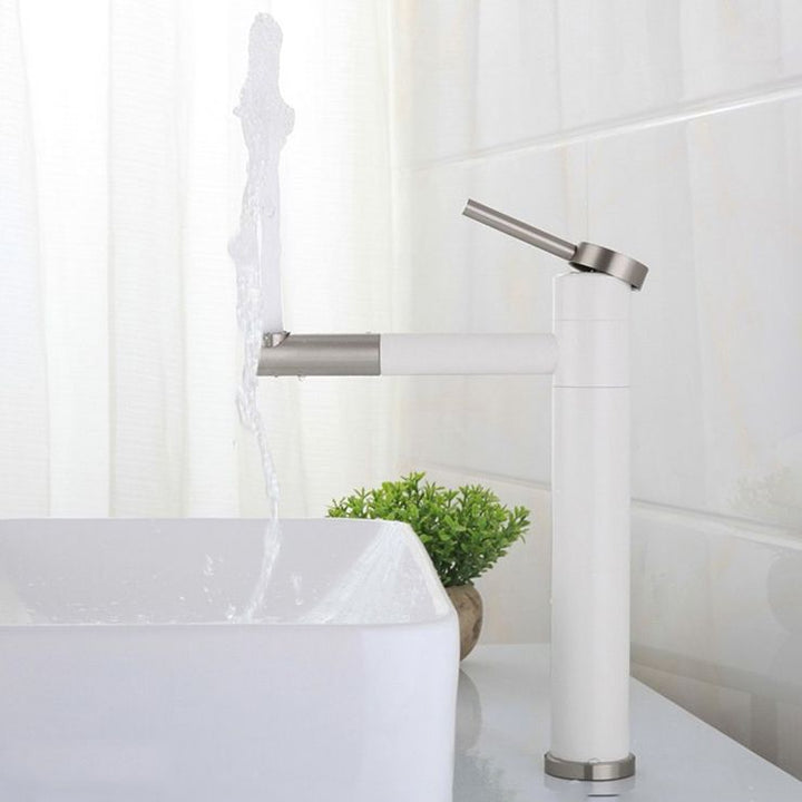 Kalsten | Modern Vessel Sink Faucet Stainless Steel Single Handle Low Arc Pull Down Vessel Faucet
