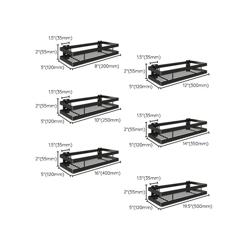 Kalsten | 2-piece bathroom shelf made of matte black metal bathroom hardware set