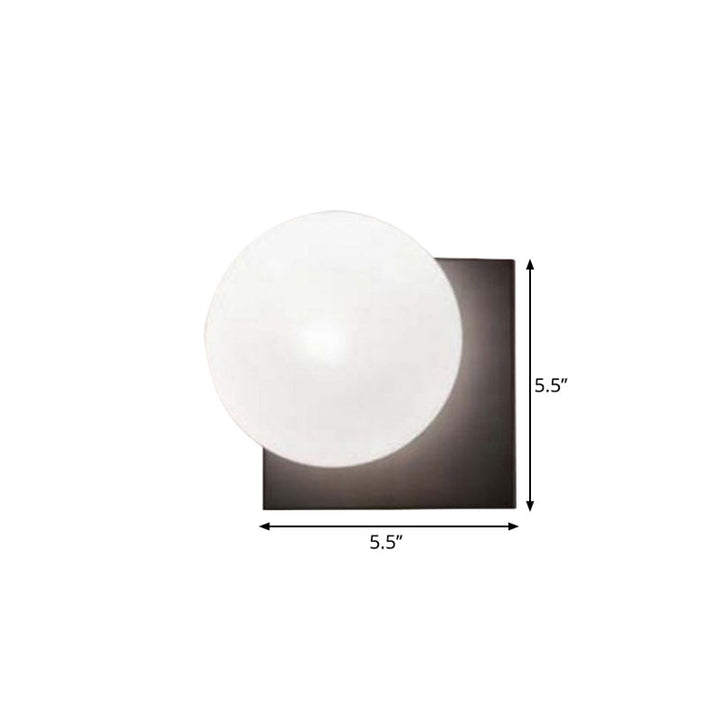 Modern 1 Light Wall Sconce with White Glass Shade Black Ball Wall Mounted Light Fixture | Kalsten