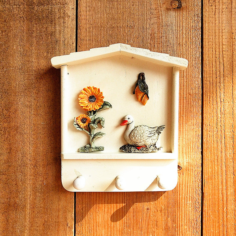 Decorative Wall Hook Rack with Flower Design
