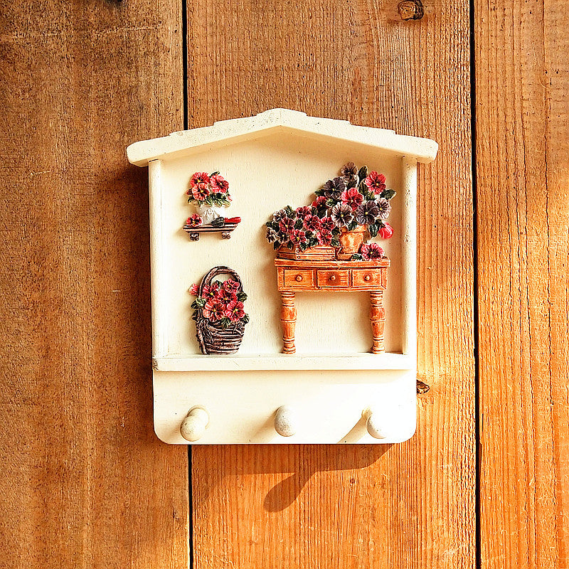 Decorative Wall Hook Rack with Flower Design