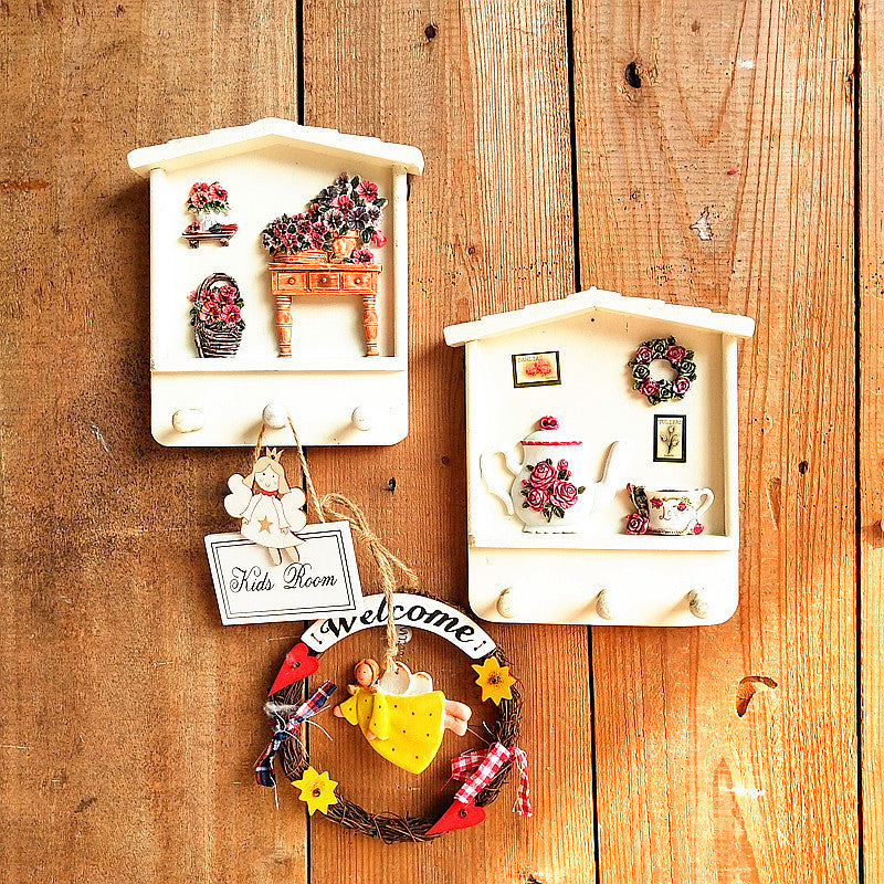 Decorative Wall Hook Rack with Flower Design