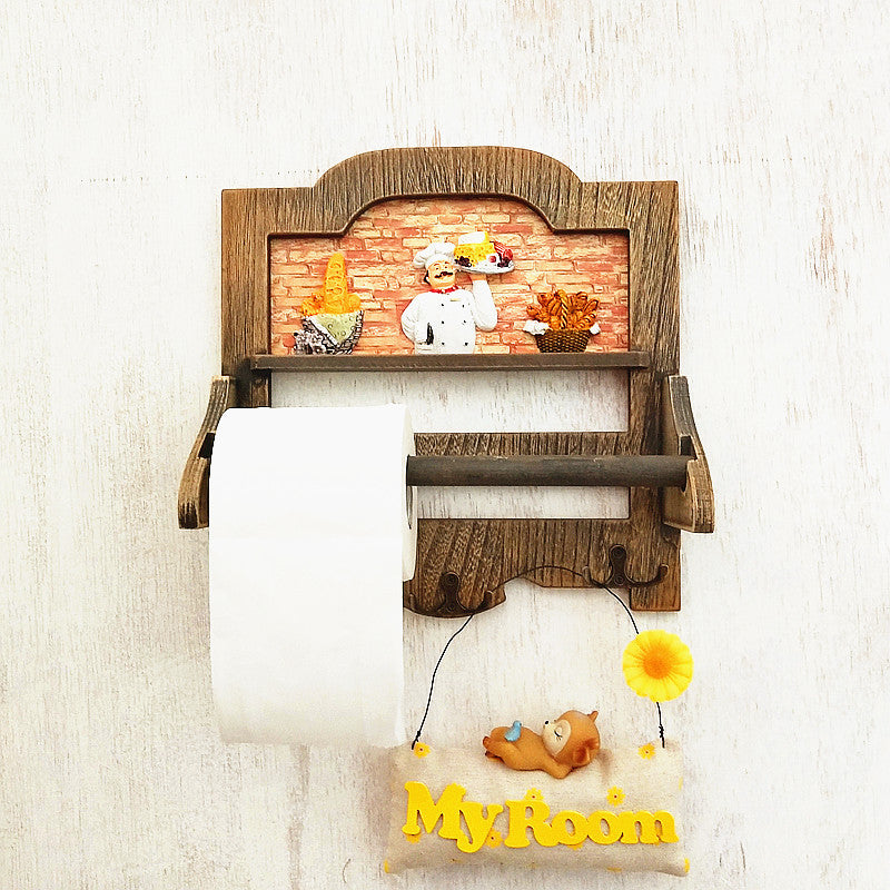 Rustic Wooden Wall Shelf with Hooks