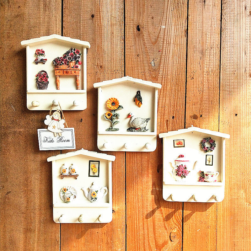 Decorative Wall Hook Rack with Flower Design