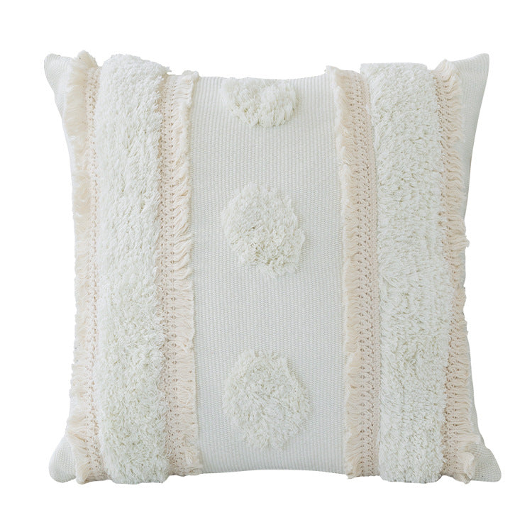 Decorative woven cushion cover with tufted circle applications and textured cotton surface Kalsten
